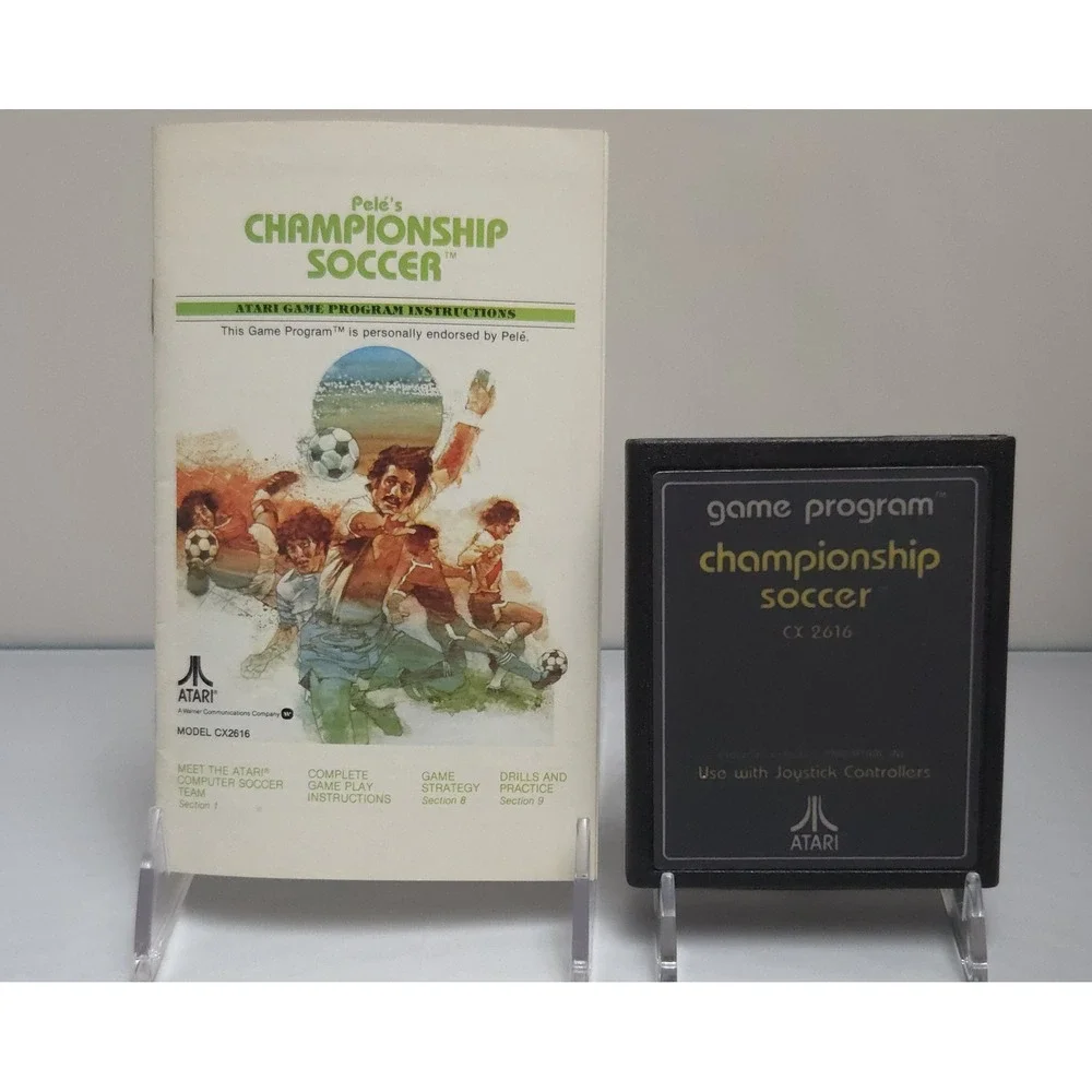 Pele's Championship Soccer (Atari 2600, 1980) Cartridge & Manual - Tested Works